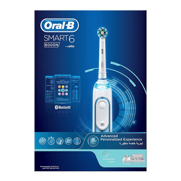 Oral B Smart 6 6000N, Rechargeable Toothbrush with Blue tooth connectivity & Travel case